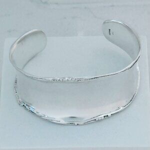 Silpada 925 Sterling Silver Wide Cuff Bracelet Rolled Edge Modernist Design